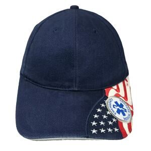 Rock Point Baseball Cap Blue Red OS Slideback EMS Star of Life American Flag Hat